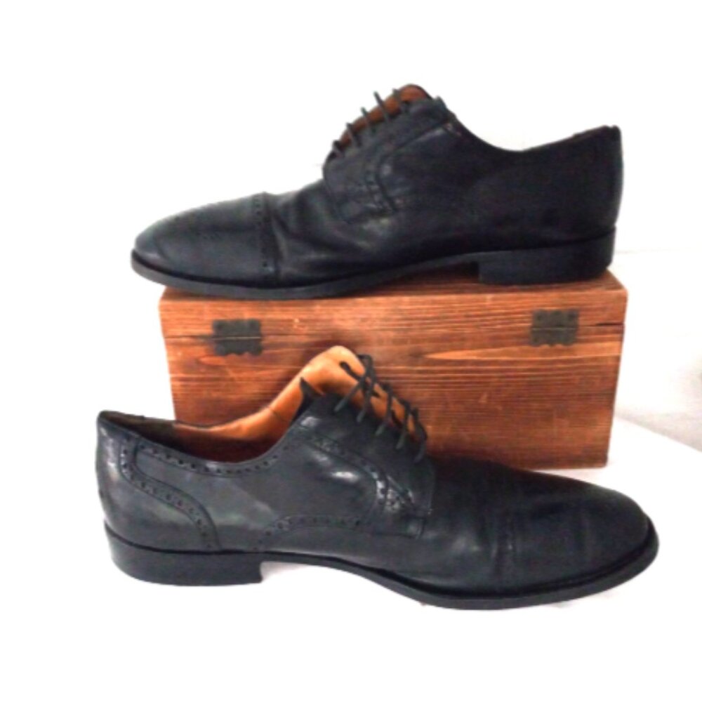 Sandro Moscoloni Men’s Wingtip Oxford Shoes Sz 12 Black Leather Lace Up
